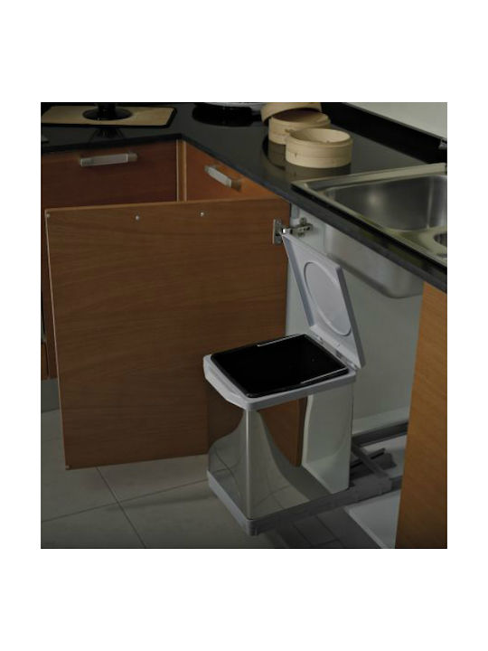 Elletipi Waste Bin Waste Plastic for Cabinet Silver 17lt 1pcs