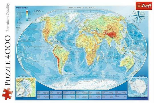 Large Physical Map of The World Puzzle 2D 4000 Pieces
