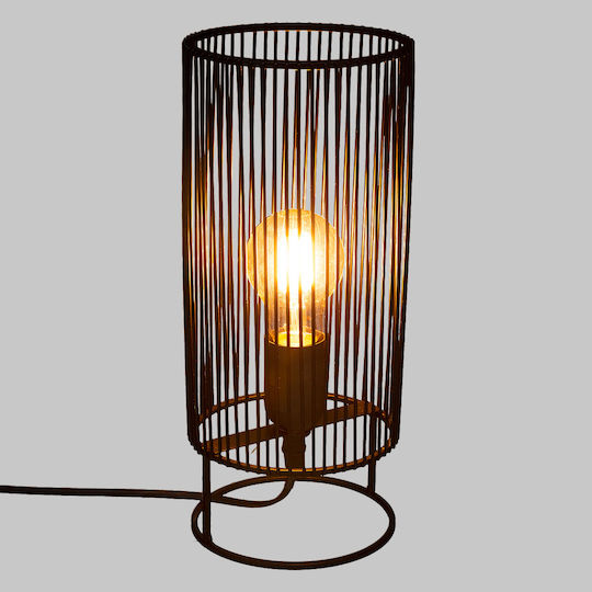 Atmosphera Nora Black Μεταλλικό Πορτατίφ για Ντουί E27 LED με Μαύρο Καπέλο και Βάση