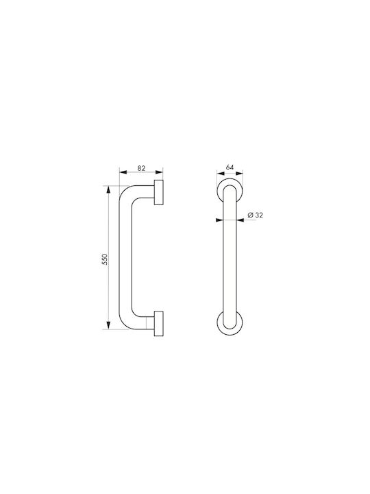 Thirard 00068666 Λαβή Μπάνιου Inox 55cm Ασημί