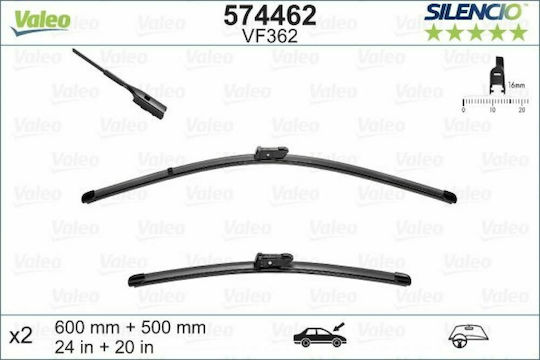 Valeo Silencio X.trm x2 Front Set Car Wiper Blades 600mm Passenger Wiper Length 500mm
