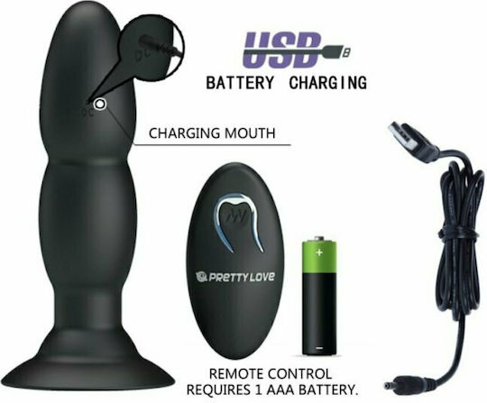 Pretty Love Silicone Anal Plug Stimulation with Remote Control Anal Plug with Wireless Functionality and Vibration Black 13.5cm