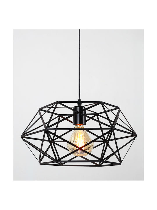 Artekko Pendant Light Black Grid with Socket E27 40x40x32cm