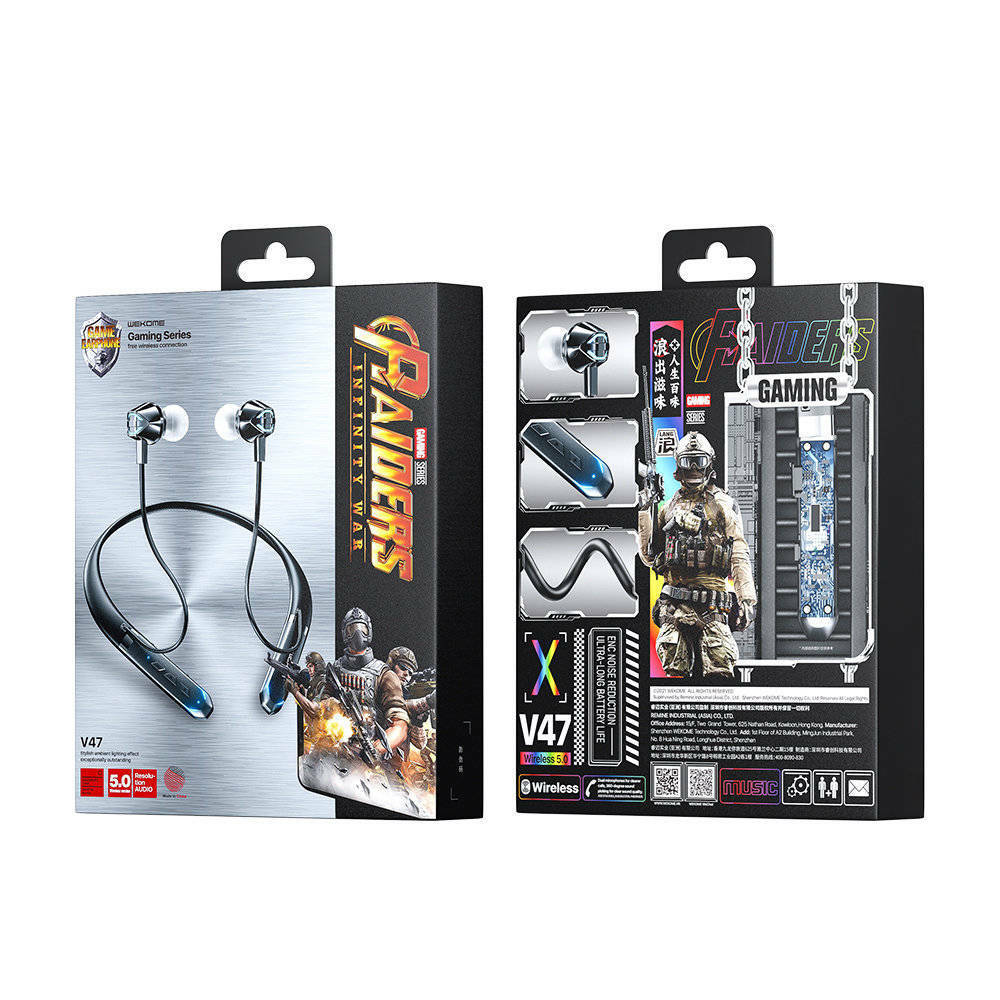 WK Design V47 Ασύρματο Neckband Gaming Headset με σύνδεση Bluetooth