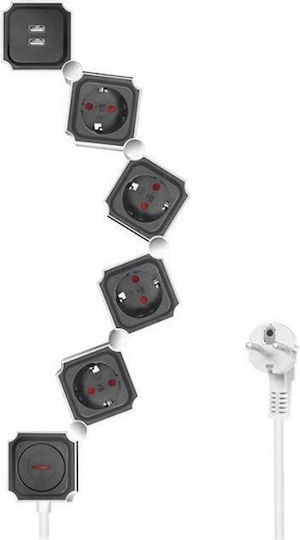 LogiLink Πολύπριζο 4 Θέσεων με 2 USB-A, Διακόπτη και Καλώδιο 1.5m