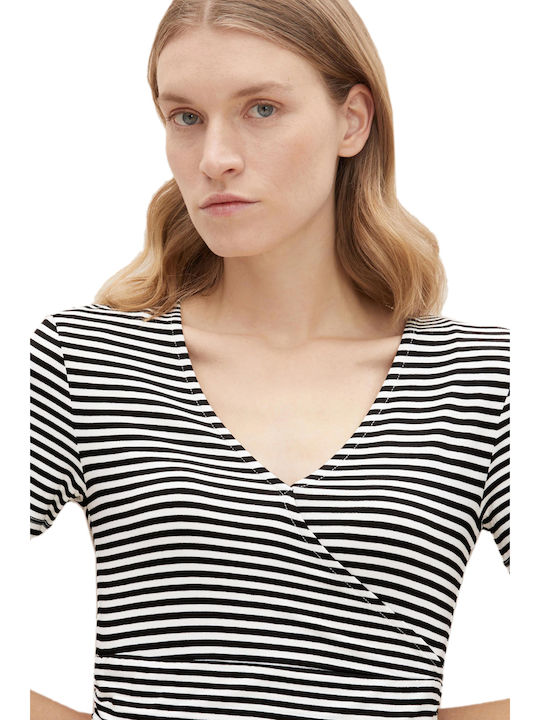 Καλοκαιρινό Mini Φόρεμα Κρουαζέ Black Horizontal