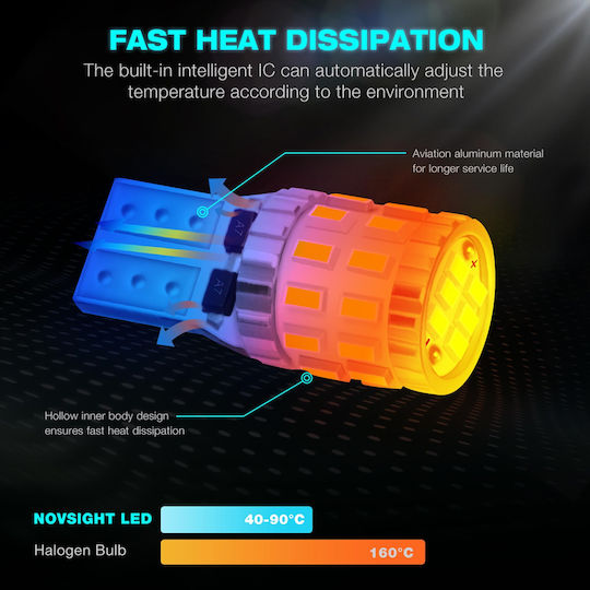 NovSight Lamps Car T10 Canbus LED 6500K Cold White 12-24V 3W 2pcs