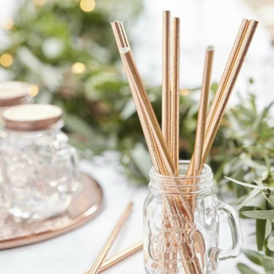 Ginger Ray Καλαμάκια Χάρτινα Rose Gold 25τμχ