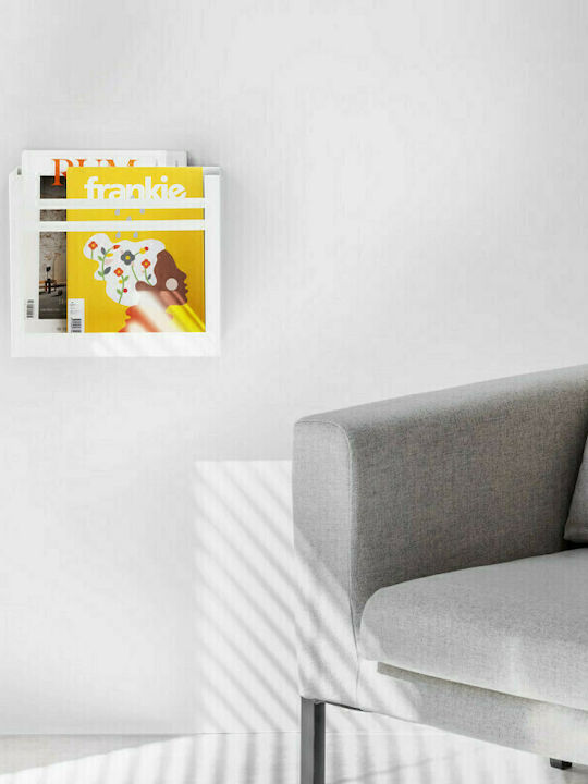 Navaris Metallic Magazine Rack White 30x11x27cm