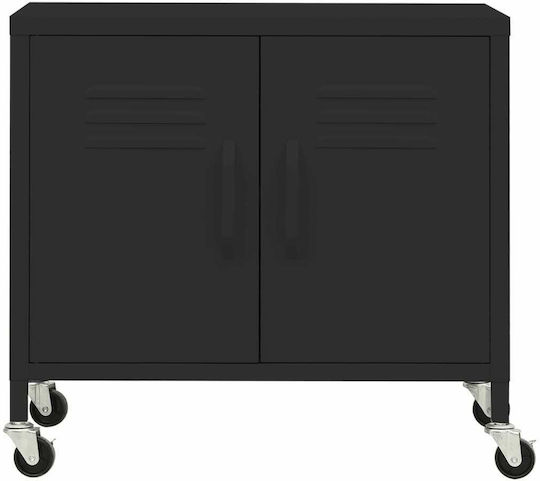Metallisches Büroaufbewahrungsschubladenschrank mit Rädern Schwarz 60x35x49cm