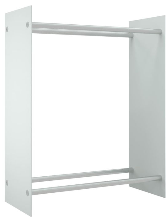 vidaXL Γυάλινο Ράφι Αποθήκευσης Ξύλων 80x35x100cm Λευκό