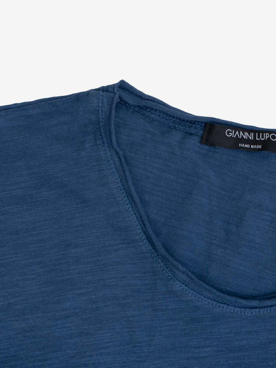 Gianni Lupo Ανδρικό T-shirt Navy Μπλε Μονόχρωμο