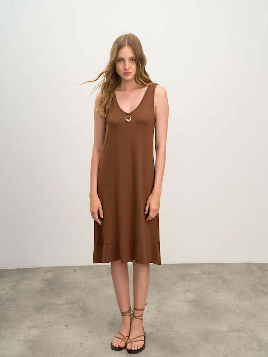 Vamp Γυναικείο Φόρεμα Παραλίας Brown Bitter