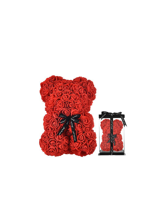 Bear of Artificial Roses Red 25cm in Box