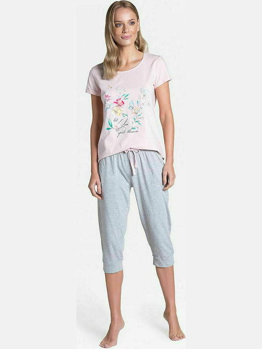 Henderson Sommer Damen Pyjama-Set Baumwolle Rosa