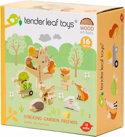 Tender Leaf Toys Jucărie de Stivuire Grădină cu Animale Stivuibile din Lemn pentru 18++ Luni