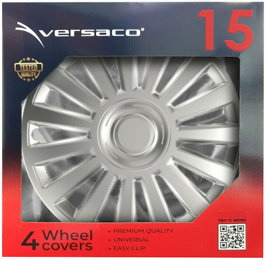 AMiO Car Hubcap Set Hubcap Luxury 15" 4pcs Silver 1273/AM