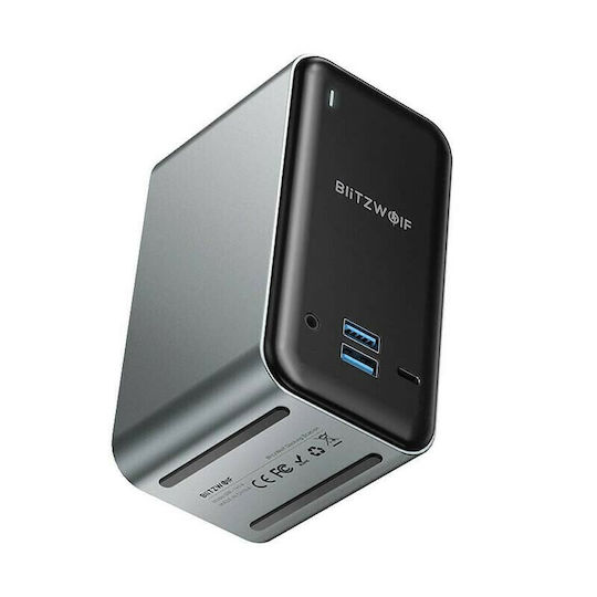 BlitzWolf USB-C-Dockingstation mit HDMI/DisplayPort 4K, PD, Ethernet und Anschluss für 3 Monitore Schwarz (BW-TH14)