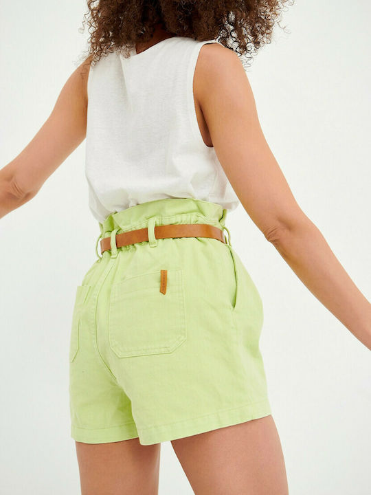 Funky Buddha Women's Jean High-waisted Shorts Lime Green