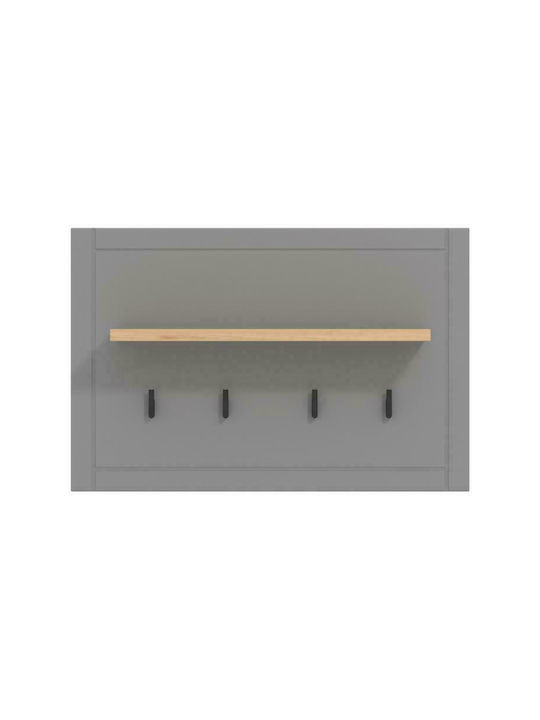 Fylliana Wall Hanger Valencia Wooden 4 Hooks Gray 86.5x19.5x57cm
