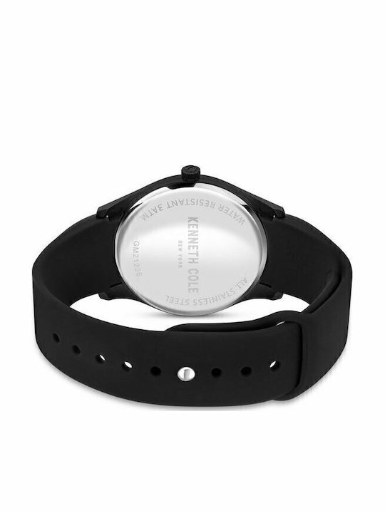 Kenneth Cole Ανδρικό Ρολόι 42mm Μπαταρίας με Μαύρο Καουτσούκ Λουράκι