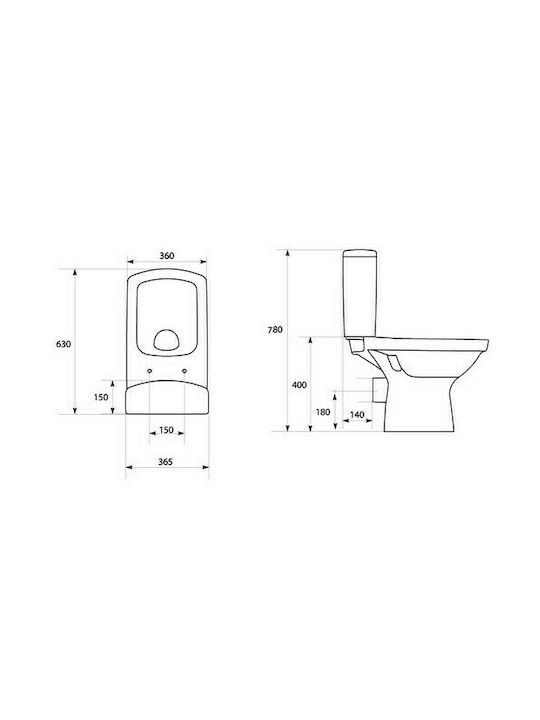 Cersanit Easy New Clean On Stehende Toilette mit Spülung mit Deckel Sanftes Schließen Weiße