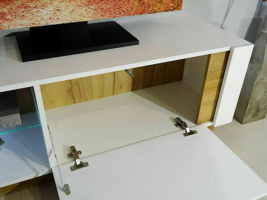 Living Room TV Unit with Showcase White L270xW40xH194cm
