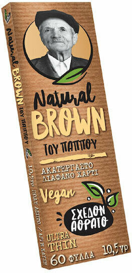 Του Παππού Natural Brown Χαρτάκια Στριφτού Τσιγάρου Extra Slim 60 φύλλα 1τμχ