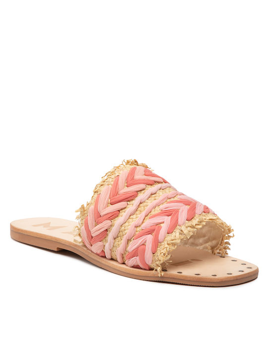 Manebi Leather Women's Flat Sandals Rose Pattern