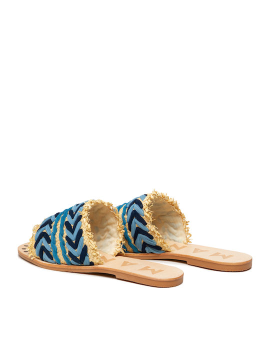 Leather Women's Flat Sandals in Blue Color