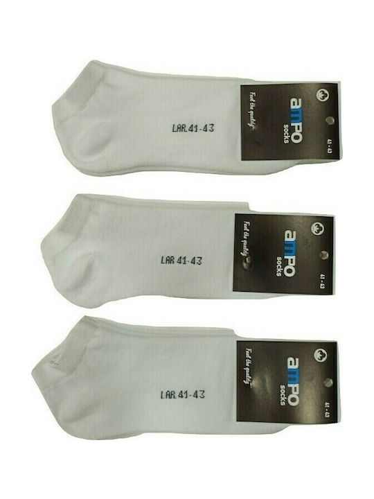 Ampo Socks 301 Bărbați Șosete Uni Albe 3Pachet