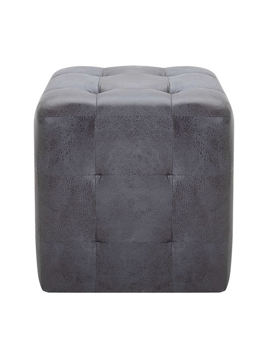 Noptiere cu Piele Ecologică Gri 2buc 30x30x30cm