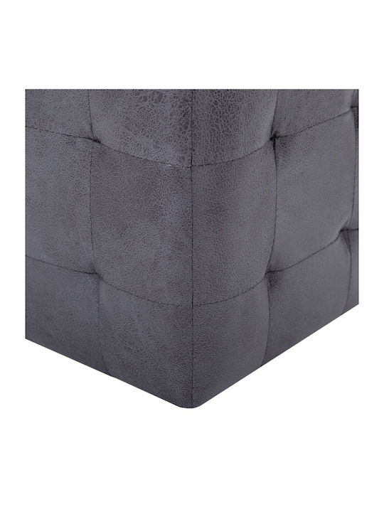 Noptiere cu Piele Ecologică Gri 2buc 30x30x30cm