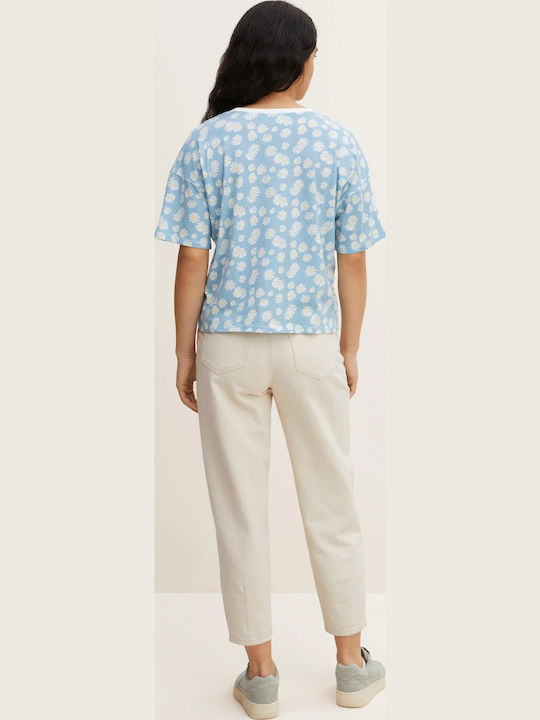 Damen T-Shirt Blumen Hellblau