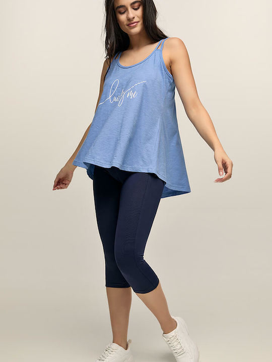 Women's Summer Blouse Cotton with Straps Light Blue