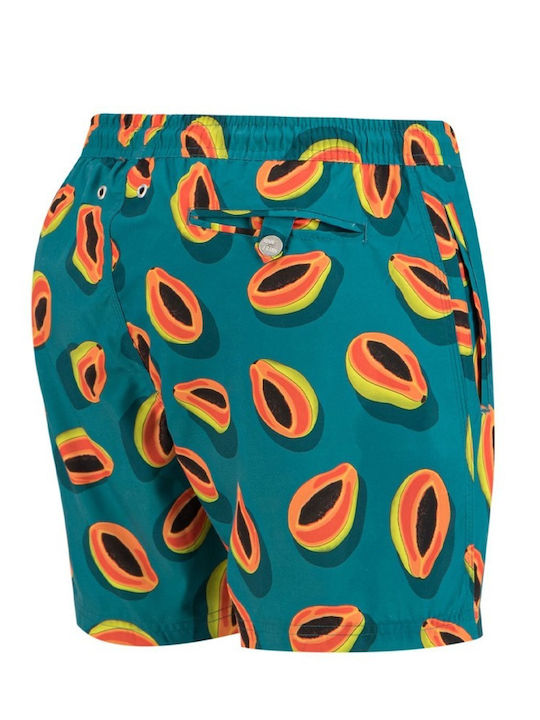Papaya Ανδρικό Μαγιό Σορτς Πράσινο με Σχέδια