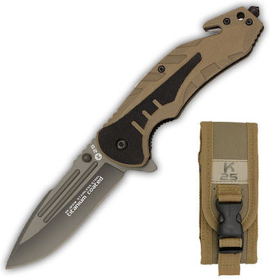 K25 Pocket Knife Brown with Blade made of Stainless Steel in Sheath