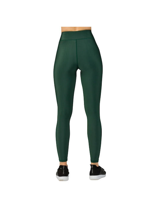 GSA Glow Active 17-21007 Women's Cropped Training Legging Shiny & High Waisted Dark Green