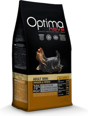 Optimanova Adult Mini 8kg Trockenfutter ohne Getreide für erwachsene Hunde kleiner Rassen mit Huhn und Kartoffeln