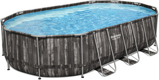Bestway Oval Swimming Pool PVC 25,495 liters with Metallic Frame 732x366x122 cm Gray