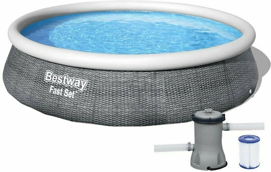 Bestway Round PVC Swimming Pool 7.34lt Inflatable 396x84cm Gray