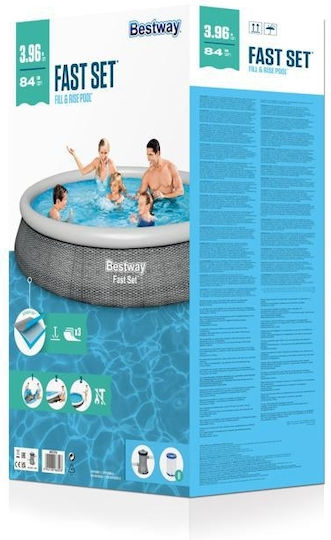Bestway Round PVC Swimming Pool 7.34lt Inflatable 396x84cm Gray