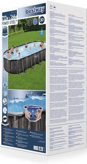 Bestway Oval Swimming Pool PVC 25,495 liters with Metallic Frame 732x366x122 cm Gray