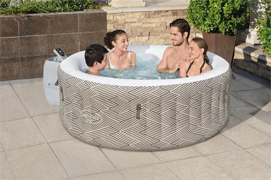 Bestway Runde Schwimmbecken 669l Aufblasbar mit Hydromassage 180x66cm Beiges