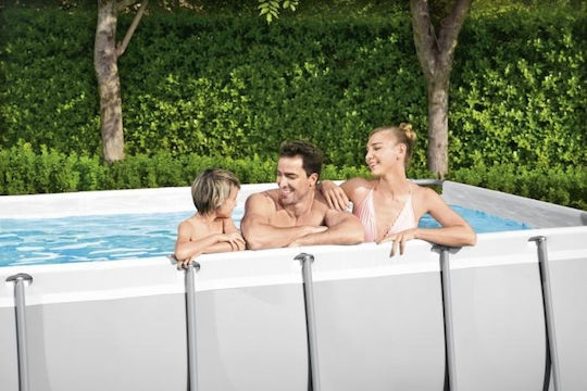 Bestway Piscină PVC Cu Cadru Metalic 412x201x122cm Gri