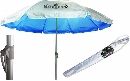 Maui & Sons Σπαστή Ομπρέλα Θαλάσσης Αλουμινίου Διαμέτρου 2.2m με UV Προστασία και Αεραγωγό Μπλε