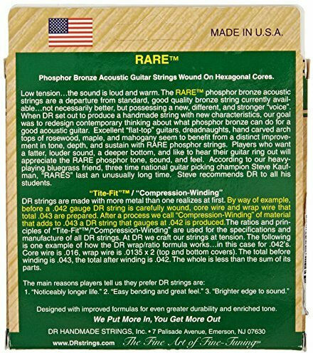 DR Rare Set of Phosphor Bronze Acoustic Guitar Strings 10 - 48 Extra Light