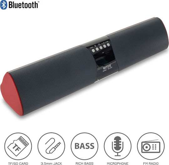 WSTER WS-1822 Ηχείο Bluetooth 30W με Ραδιόφωνο και Διάρκεια Μπαταρίας έως 2 ώρες Μαύρο/Κόκκινο