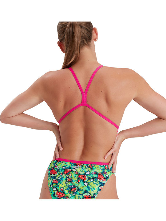 Melon Mayhem Allover Vback Athletic One-Piece Swimsuit Green