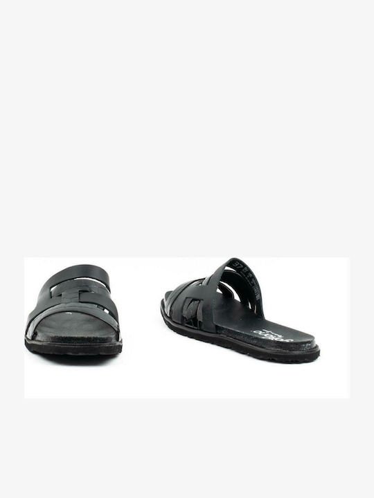 Leather Women's Flat Sandals Anatomic in Black Color